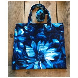 Handmade Vintage Hawaiian Barkcloth Floral Tote Bag